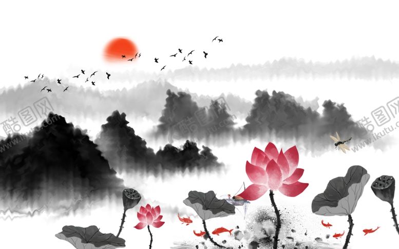 编号：29943209230551041779【酷图网】源文件下载-水墨电视背景墙