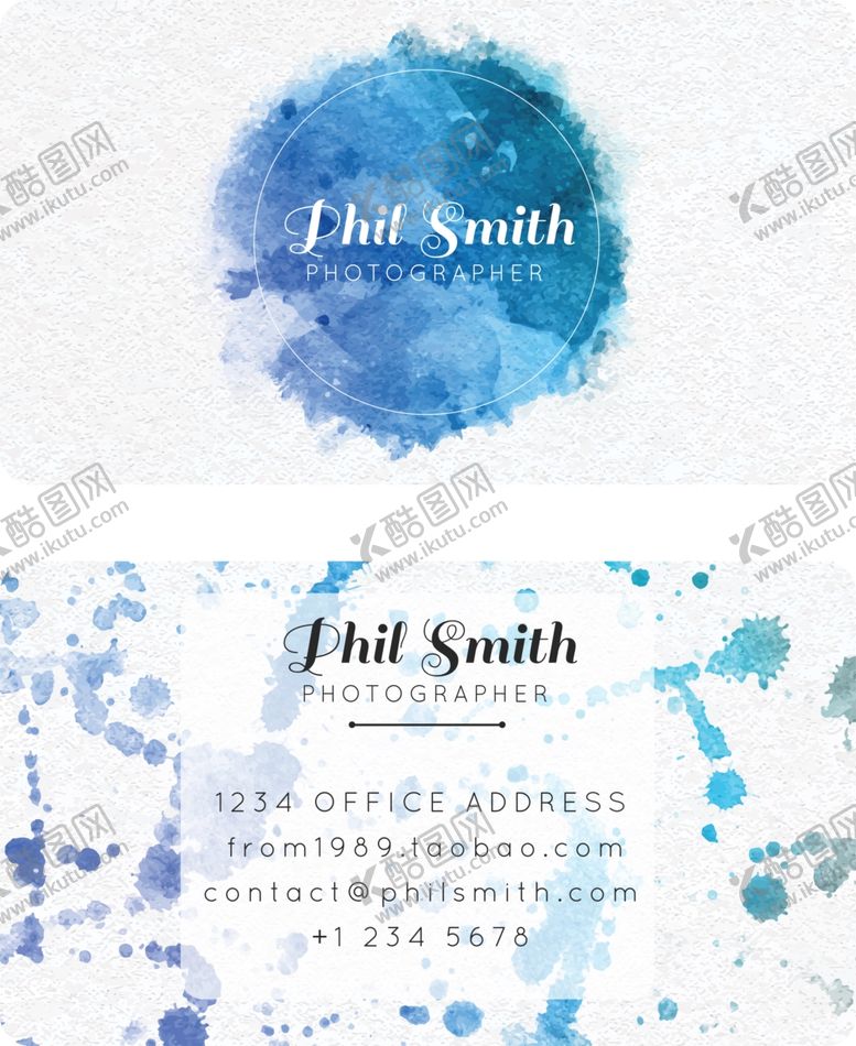 编号：19242210300109126074【酷图网】源文件下载-水彩名片图片