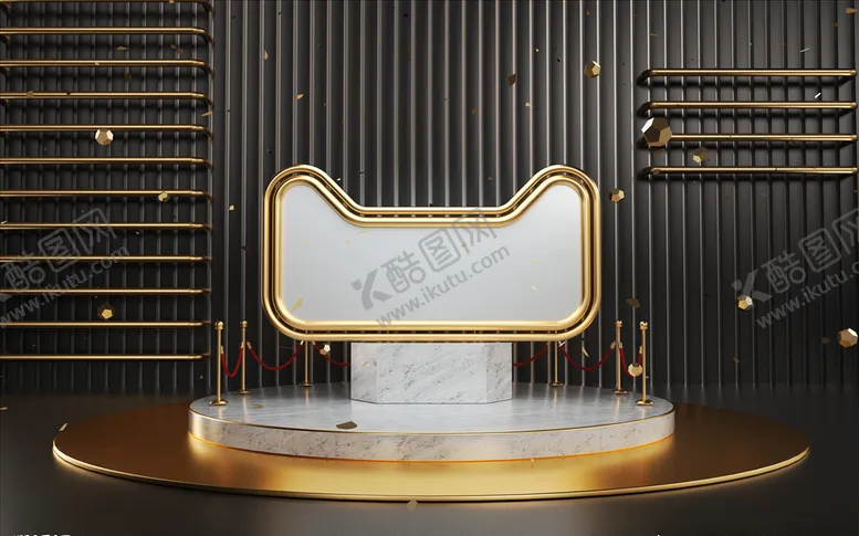 编号：38352503120251015415【酷图网】源文件下载-C4D模型黑金风格电商立体场景