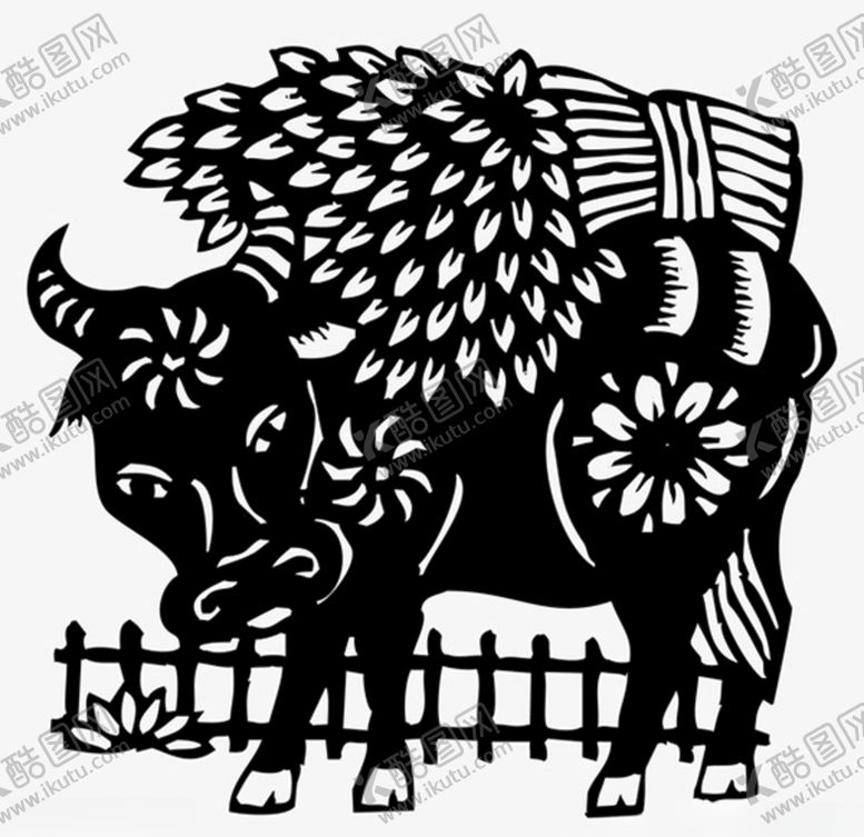 编号：48634604260245448186【酷图网】源文件下载-牛年剪纸素材