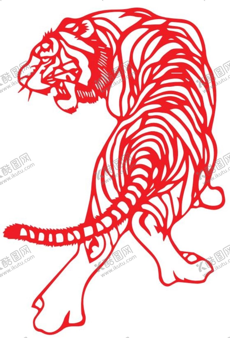 编号：92306409152340330321【酷图网】源文件下载-矢量 虎剪纸