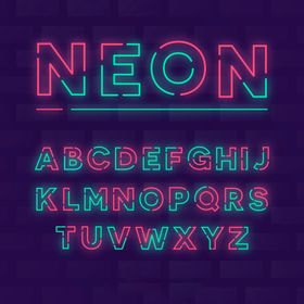 时尚潮流创意霓虹灯英文字体设计