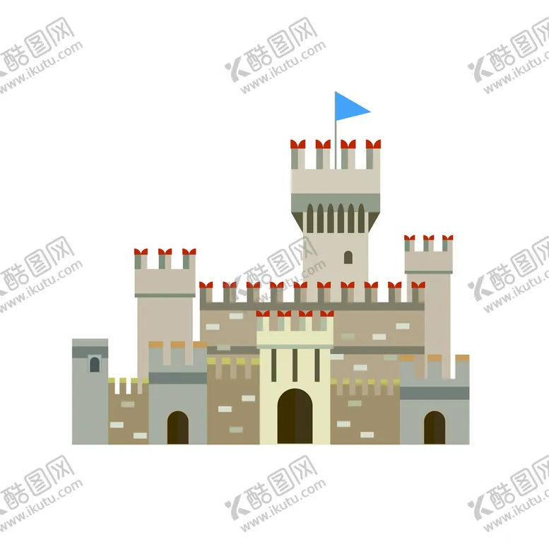编号：60238509142215039870【酷图网】源文件下载-扁平化欧式城堡建筑元素简约卡通