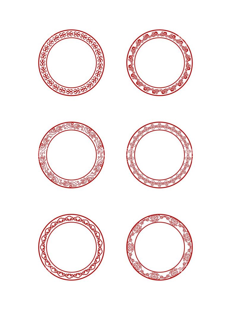 编号：54061011300057161780【酷图网】源文件下载-古典圆形花纹盘子纹样古风边框