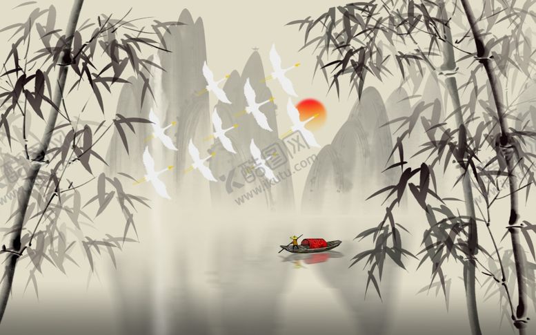 编号：83267009241325589198【酷图网】源文件下载-古风山水背景墙面