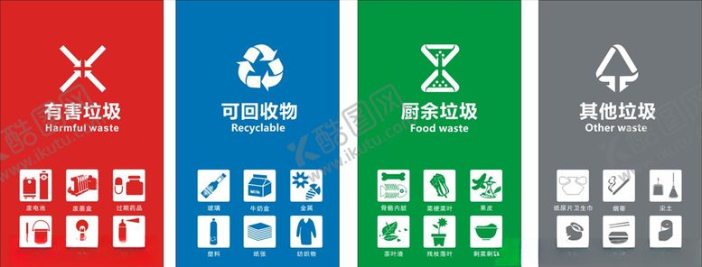编号：16912309221912237531【酷图网】源文件下载-垃圾分类图标