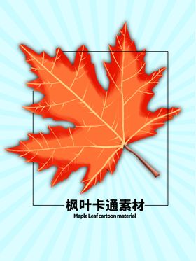 分层蓝色放射方形枫叶手绘素材