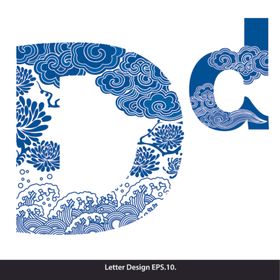 创意青花瓷英文字母