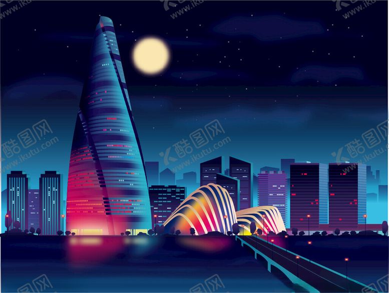 编号：37040502201808048936【酷图网】源文件下载-现代城市科技建筑地标建筑插画
