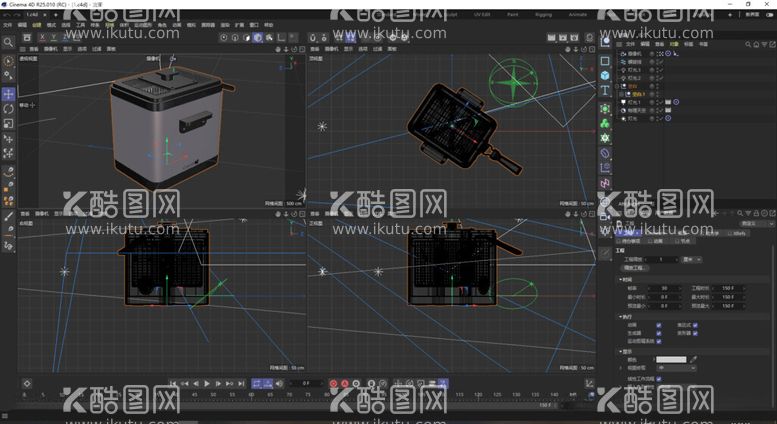 编号：21006712200443005709【酷图网】源文件下载-空气烤锅C4D模型