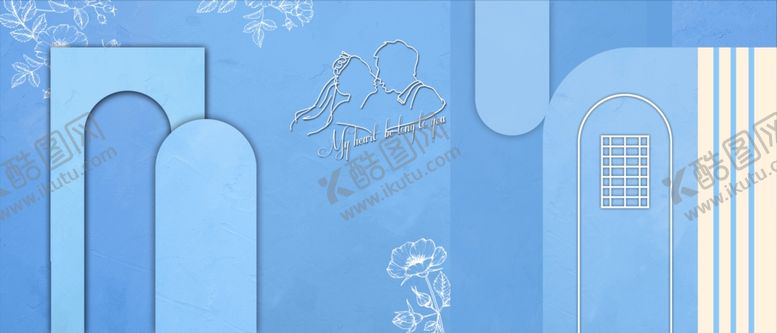 编号：17430911271702445010【酷图网】源文件下载-蓝色婚礼背景