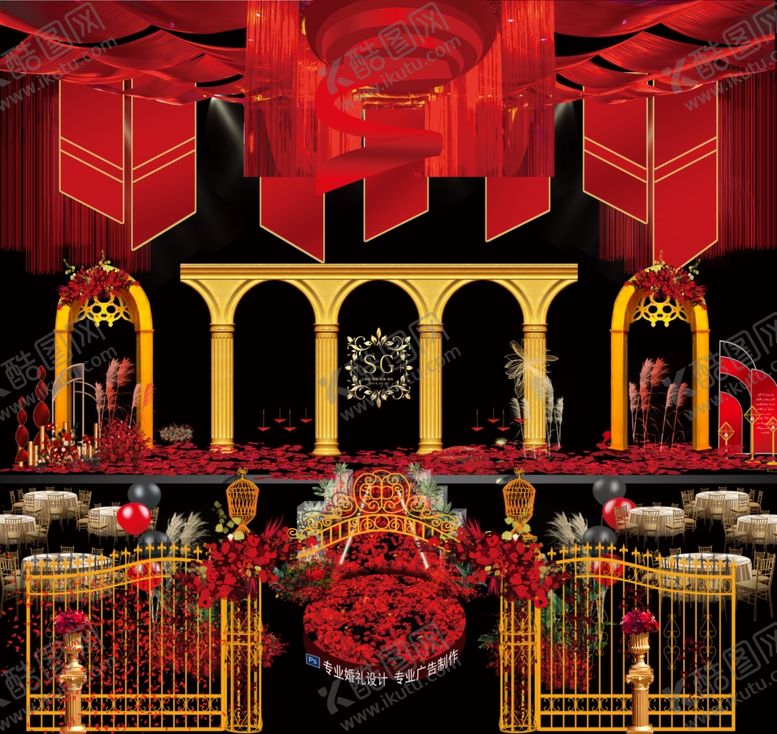 编号：87455810090413077089【酷图网】源文件下载-红色婚礼