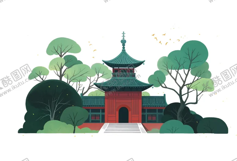 编号：23111001191106096029【酷图网】源文件下载-水彩古塔免扣插图