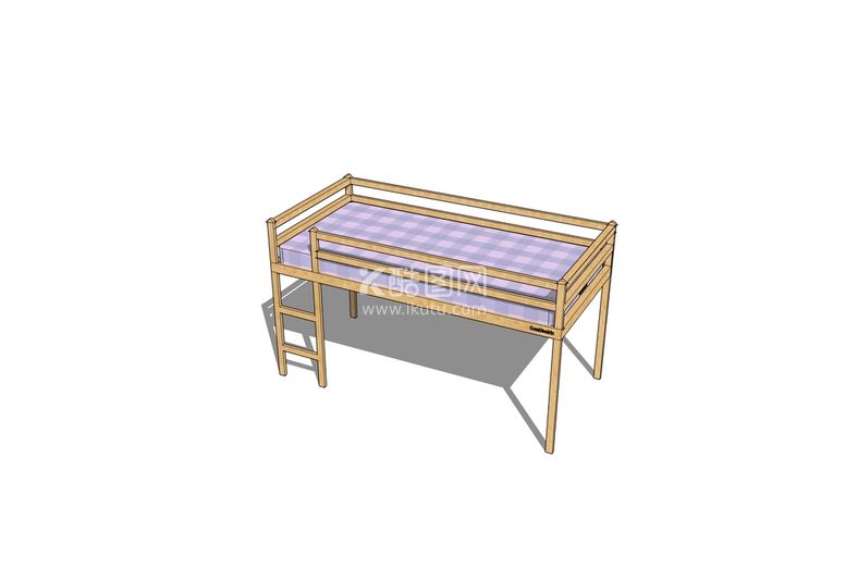 编号：89171312200926165925【酷图网】源文件下载-上铺木板床学生宿舍床模型