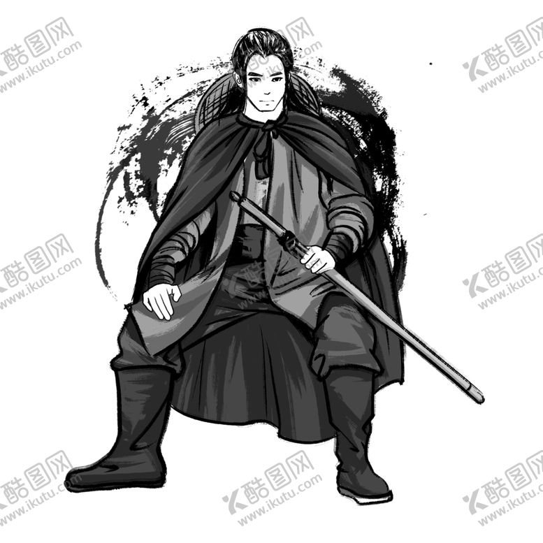 编号：12609105072323442801【酷图网】源文件下载-水墨武侠人物