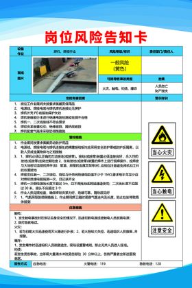 风险告知卡 混料、搅拌岗位应急