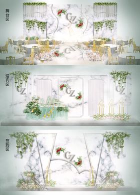 中式花鸟屏风装饰画