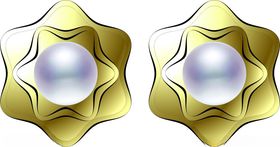 六芒星珍珠金色耳饰装饰品珠宝