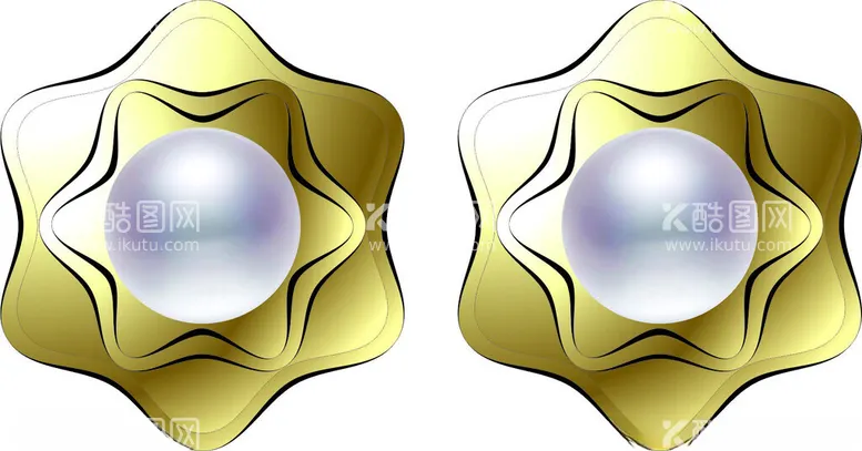 编号：35781312140202061032【酷图网】源文件下载-六芒星珍珠金色耳饰装饰品珠宝