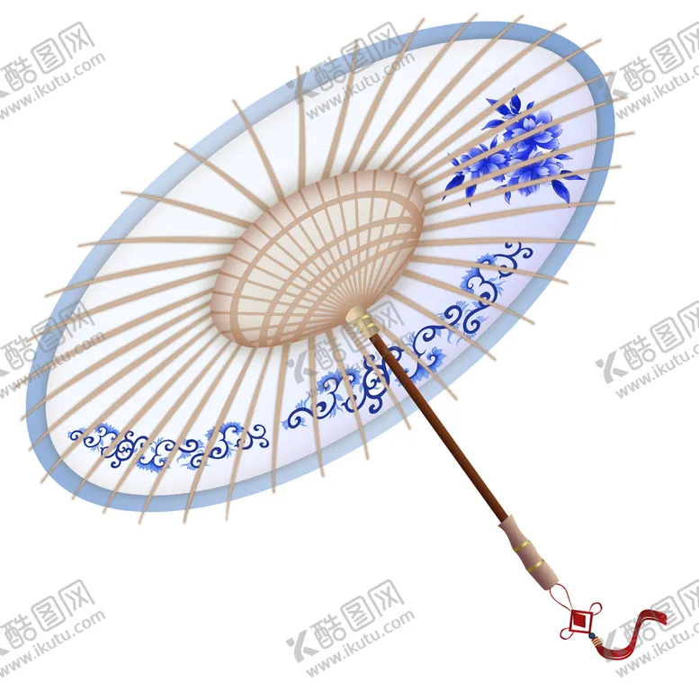 编号：10498209140607593956【酷图网】源文件下载-雨伞古风油纸伞青花瓷中国风折伞