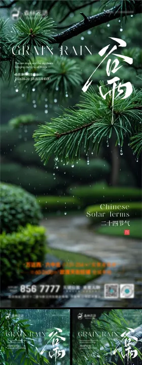 谷雨雨水节气系列海报