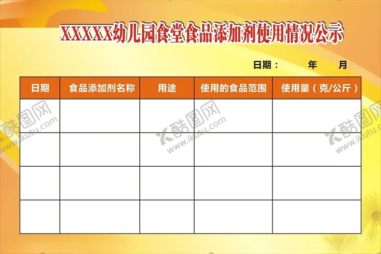编号：68563001260925585927【酷图网】源文件下载-食品添加剂使用情况公示