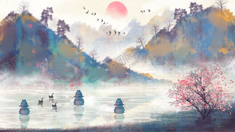 编号：94177109281304546509【酷图网】源文件下载-水墨插画