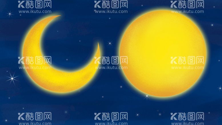 编号：97461309201328231402【酷图网】源文件下载-手绘插画月亮元素 星空背景