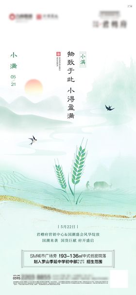 小满节气清新简约海报  