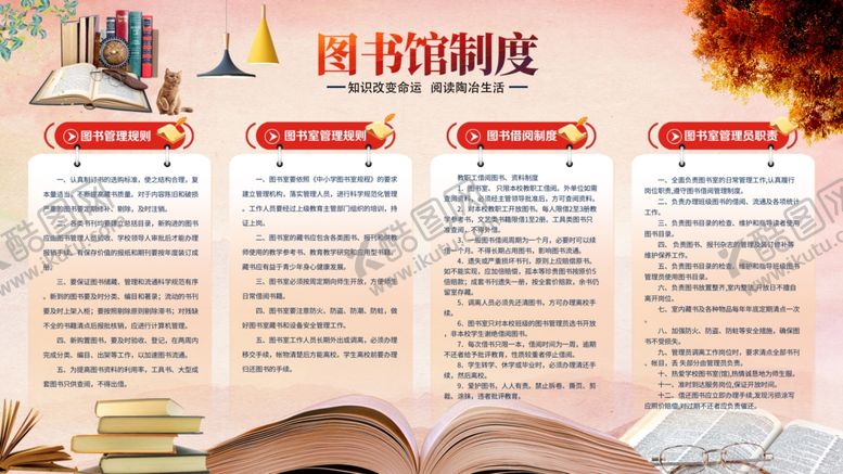 编号：20816710221124553424【酷图网】源文件下载-图书馆制度栏