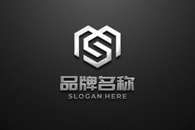 logo样机 标志样机 字体样金属质感镀金