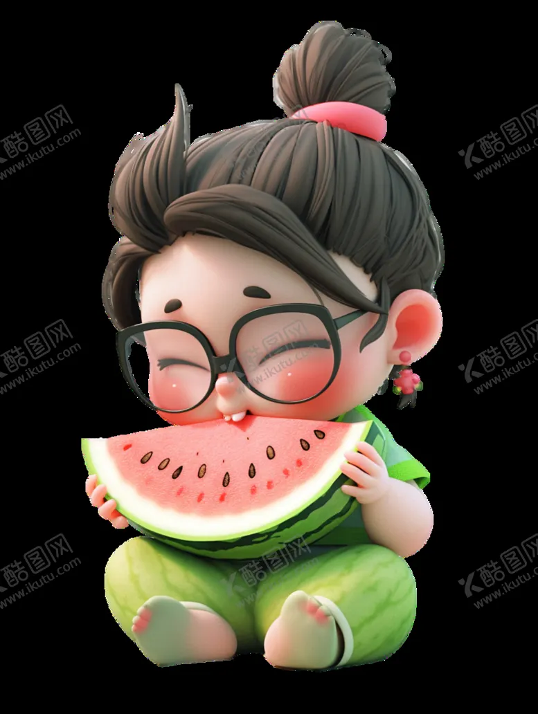 编号：89906910181328456876【酷图网】源文件下载-吃西瓜女孩3d