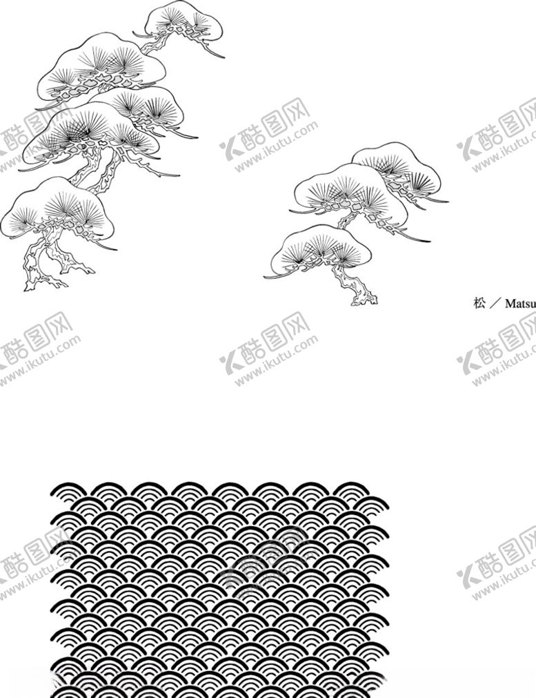 编号：24419410130942379133【酷图网】源文件下载-日本线描植物花卉矢量素材