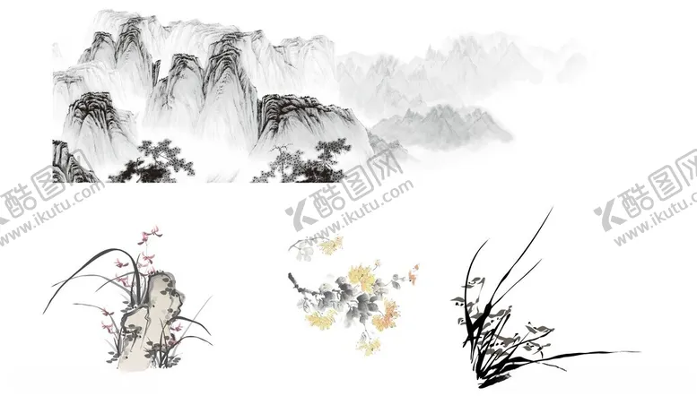 编号：44716301281402205211【酷图网】源文件下载-国画山水矢量图