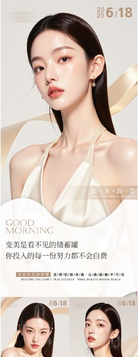 医美618早安人物系列海报