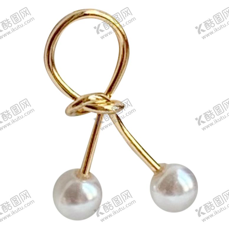 编号：23416106270234591135【酷图网】源文件下载-金色绳结珍珠耳环