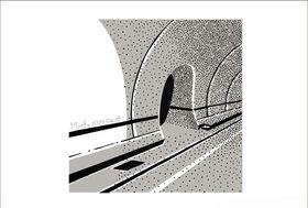 隧道黑白插画