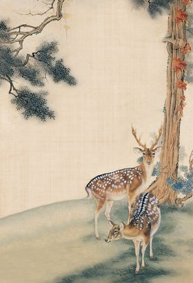 工笔画鹿