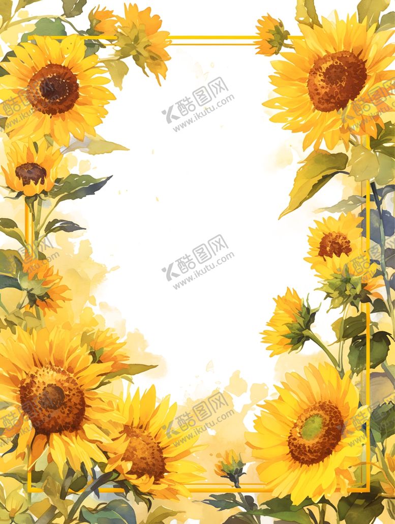 编号：25570702262348099298【酷图网】源文件下载-向日葵边框背景