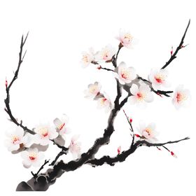 梅花玄关水墨画黑白山水画免抠