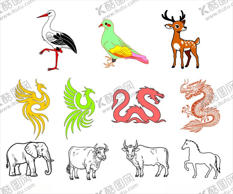 编号：82497404030204375419【酷图网】源文件下载-多样动物图案素材