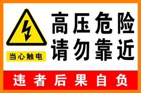 高压危险当心触电警示牌