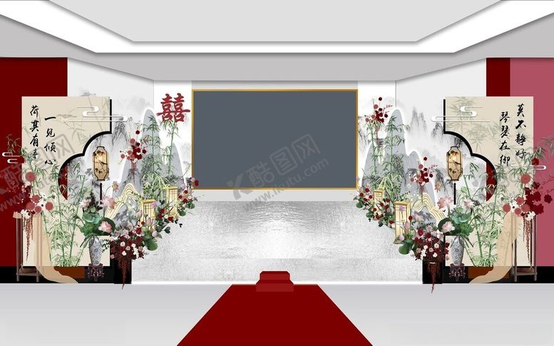 编号：97049501150012471523【酷图网】源文件下载-新中式婚礼场景布置设计模板