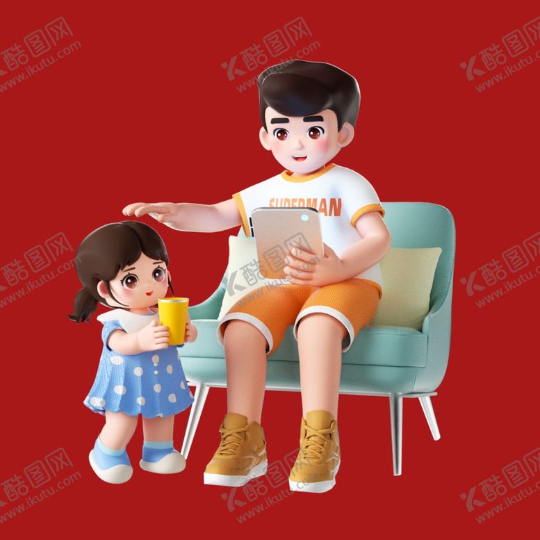 编号：92764602171844528795【酷图网】源文件下载-手绘亲子人物