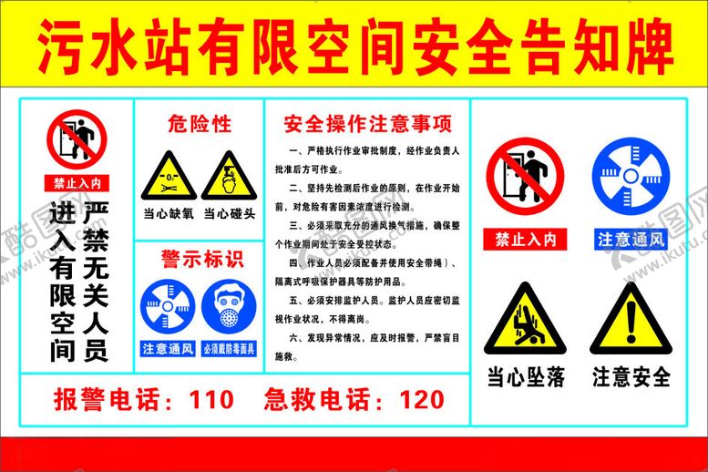 编号：13115101260021224555【酷图网】源文件下载-污水站有限空间安全告知牌