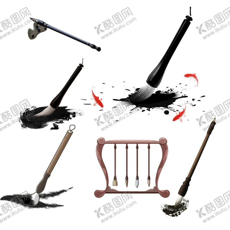 编号：14687509151114158756【酷图网】源文件下载-毛笔书写素材山水画素材