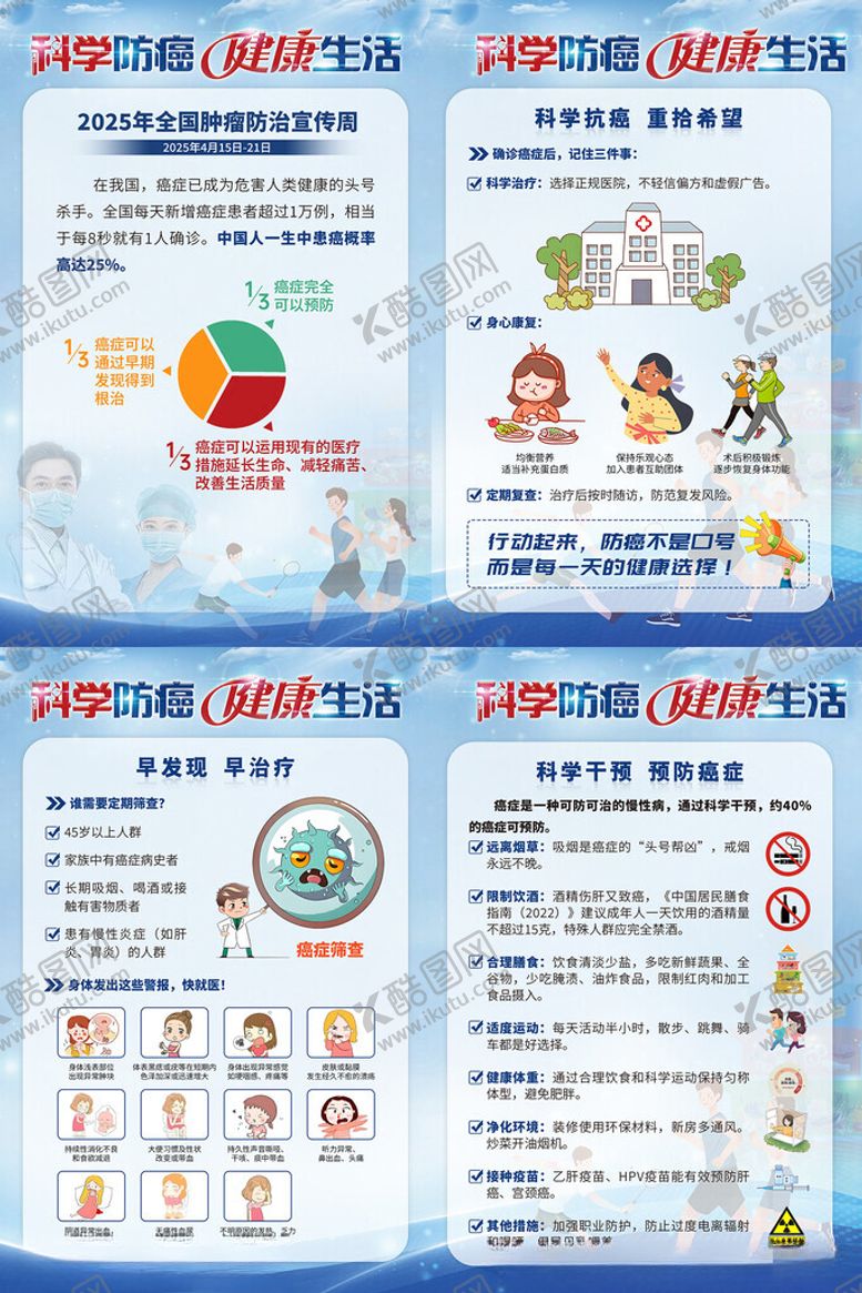 编号：79601411220037396708【酷图网】源文件下载-科学防癌健康生活海报