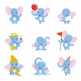 可爱小蓝象卡通形象集合