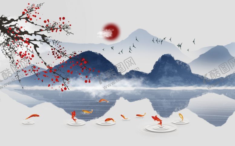 编号：22130511011245376583【酷图网】源文件下载-古风山水背景墙