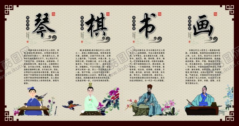 编号：52042004240314042930【酷图网】源文件下载-琴棋书画展板